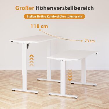 Регульований стіл для роботи з USB-C, електричний, з пам'яттю, 120x60 см, білий. Стіл для офісу, стоячий, комп'ютерний.