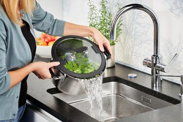 Набір каструль Rösele Silence Pro 5 предметів: універсальний набір з 3 каструль, 1 казанок та 1 сотейник, нержавіюча сталь 18/10, скляні кришки, внутрішня шкала, підходить для індукційних плит та мийки посуду