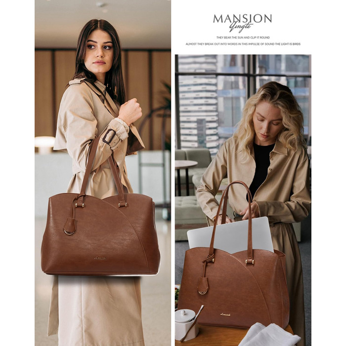 Сумка LOVEVOOK для жінок: велика, для ноутбука, шопер, сумка для роботи, офісна, шкільна (15,6 дюймів, темно-коричнева)