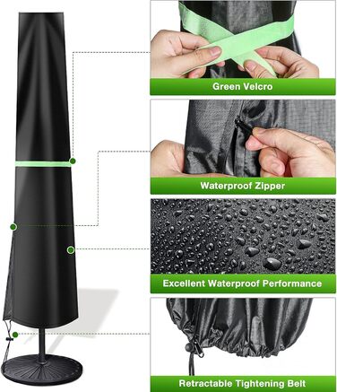 Чохол для парасольки GEMITTO, водонепроникний, для парасольки типу Ampelschirm, 280x30x81/46cm, захист від сонця та вітру, для парасольки 2-4м