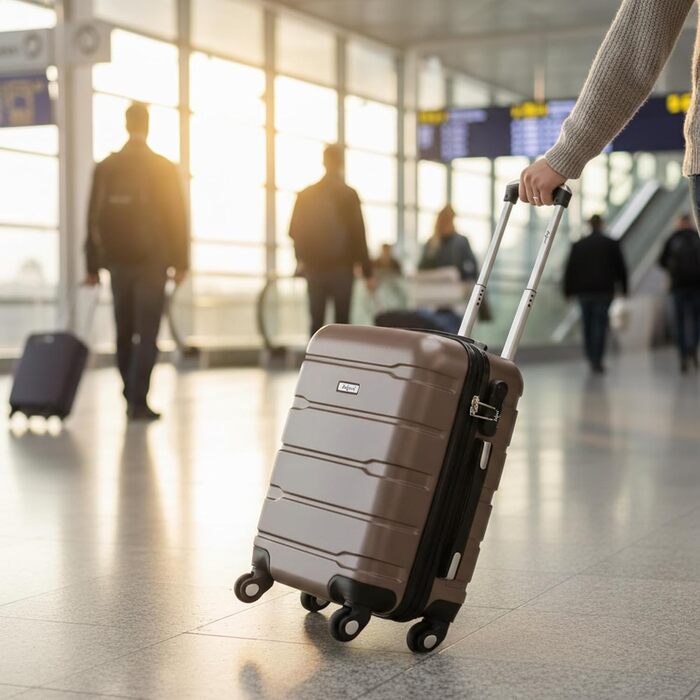 Набір валіз Zelsius 4 шт. з ABS, з кодовим замком, 4 колеса, внутрішній роздільник | Набір валіз з твердим корпусом, велика валіза, набір багажу, ручна валіза (шампань, 3 шт.)