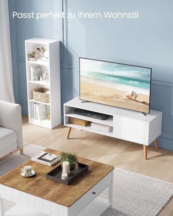Тумба під телевізор VASAGLE LTV120T46, 120 см, для телевізорів до 55 дюймів, білий колір, тумба під ТВ, промисловий дизайн