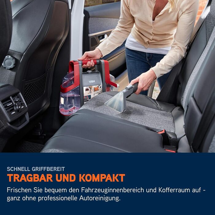 Vax SpotWash Duo: Портативний відпарювач для килимів та м'яких меблів з насадкою для тварин, аксесуари для щоденного прибирання, для різних поверхонь, з розчином для чищення (Spotwash EU)