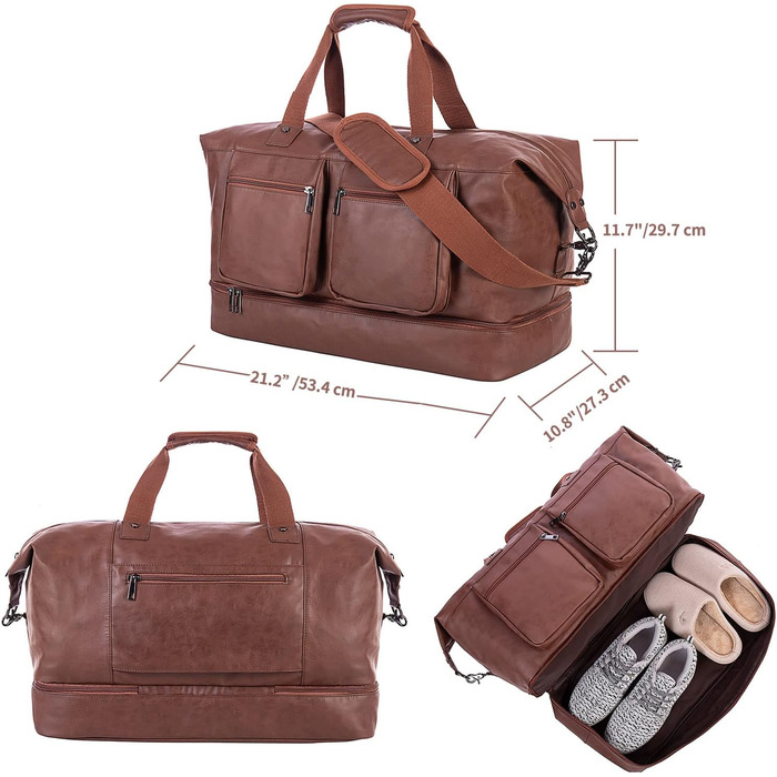 Дорожня сумка, полотняна, велика сумка вихідного дня, велика ручна поклажа, чоловіча або жіноча Дорожня сумка, коричнева 2 сумки, класична