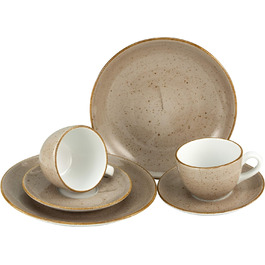 Вінтажна серія NATURE, Terra, набір посуду, кавовий сервіз із 6 предметів, порцеляна, (темно-коричневий), 22334
