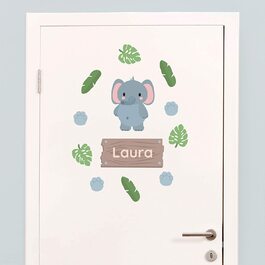 Наклейки на двері для дитячої кімнати - тварини джунглів Лев (тварини джунглів слон)
