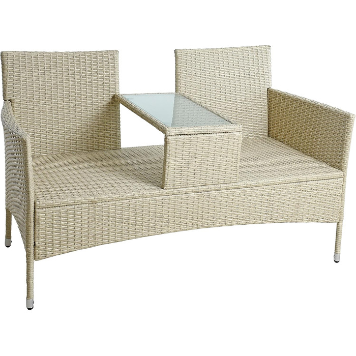 Садова банкетка ESTEXO з ротангу для 2 осіб, бежева: комплект садових меблів для балкона та саду
