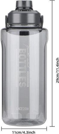 Питна пляшка Olerd 2 л з інфузоматом, пляшка для води 2100 мл, без вмісту БФА, герметична, з кришкою для фітнесу, спорту, кемпінгу, їзди на велосипеді, йоги, подорожей (сіра)