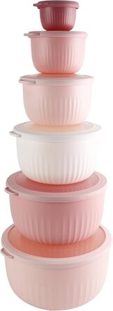 Набір кухонних мисок COOK WITH COLOR 12 шт. з кришкою, блакитно-зелений, глибокі миски для приготування їжі