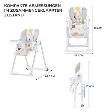 Дитячий стільчик Kinderkraft Yummy – багатофункціональний, для малюків від народження, PU-матеріал, легко миється