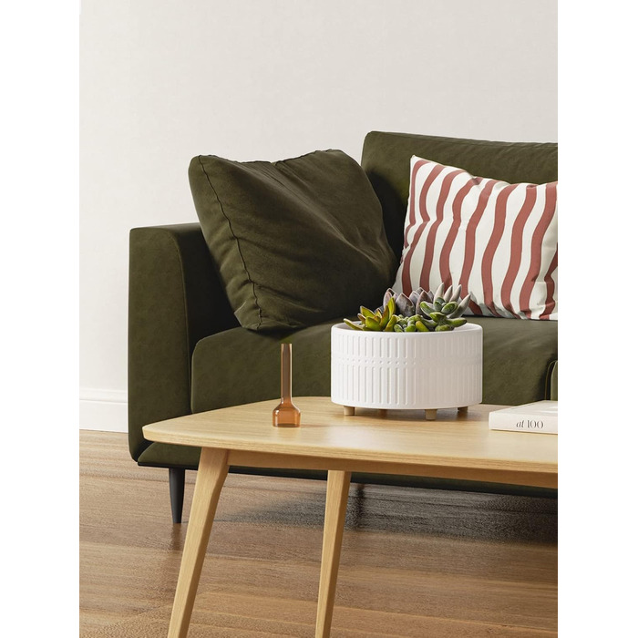 Набір горщиків для сукулентів LE TAUCI, 16,5+20 см, кераміка, для дому, з дренажними отворами, сучасний циліндричний дизайн, 2 шт. (білий)