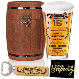 Персоналізований пивний келих з гравіюванням для чоловіка на 60 років, 1966 рік народження, в дерев'яній подарунковій коробці 470 мл + відкривачка + листівка. Ідея подарунка на День народження, День Святого Валентина