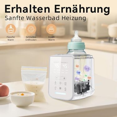 Портативний підігрівач для пляшечок, 500 мл – Швидкий нагрів за 3 хв, 24 год підтримки температури для сумішей та грудного молока (Сніжно-білий)