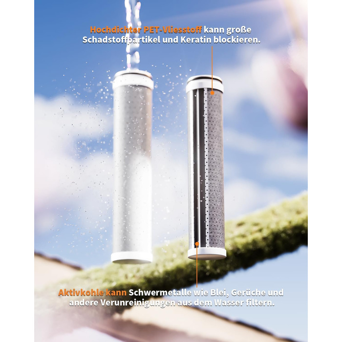 Фільтр для душу Cobbe зі шлангом, ручна лійка з 3 вугільними фільтрами, душова лійка з 6 режимами, високонапірний економний душ з фільтром від накипу для жорсткої води, видаляє 99% хлору, хром