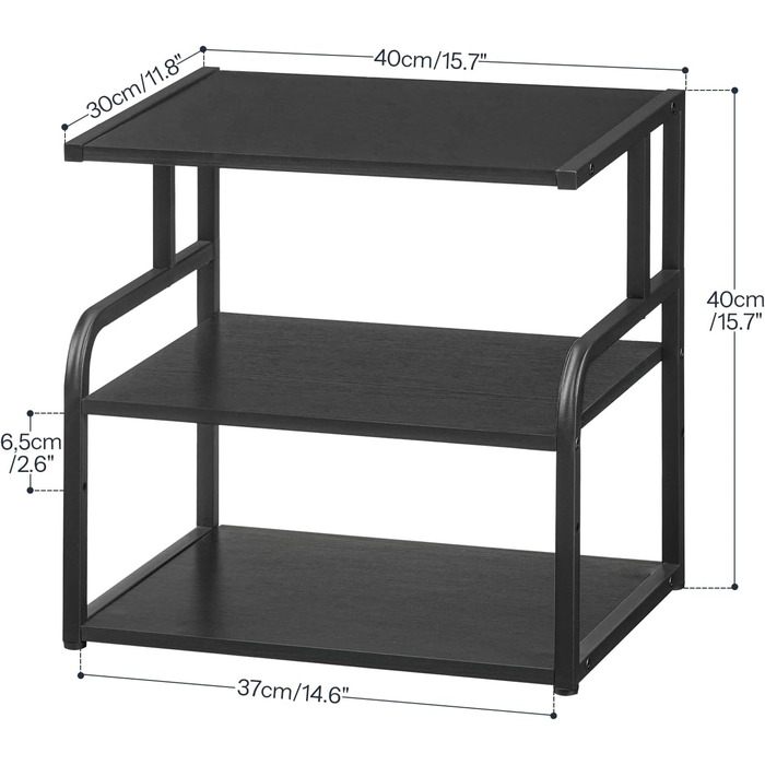 HOOBRO Стійка для принтера, 3-ярусний стіл-організатор, багатофункціональний письмовий стіл, стійка-шафа для принтера, з регульованою полицею, для офісу, кухні, вітальні, чорний EBB06PS01