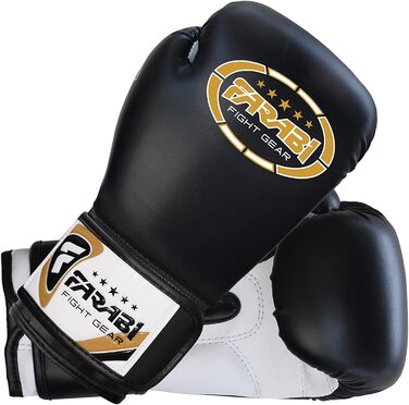 Спортивні боксерські рукавички Фарабі, 6 унцій, 8 унцій, дитячі боксерські рукавички для ММА, муай-тай, кікбоксингу, спарингу, боксерська груша, тренувальні дитячі боксерські рукавички, чорні, 8 унцій