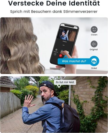 Відеодзвінок ieGeek 2K з камерою: бездротовий, водонепроникний (IP66), AI-розпізнавання руху, нічне бачення, без підписки, сумісний з Alexa, Wi-Fi 2.4GHz, з внутрішнім дзвінком (білий/сірий)