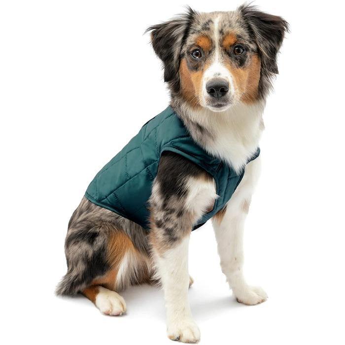 Куртка для собак Kurgo Loft, що поєднується з шлейкою для собак, водонепроникна і світловідбиваюча, ідеально підходить для зими, розмір S, чорнильно-синій / морське скло S чорнильно-синя / морське скло