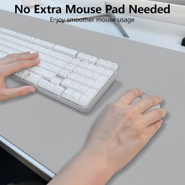 Килимок для столу та мишки XXL Niviy з екошкіри, водонепроникний захисний килимок для офісу та дому, протиковзний, світло-сірий, 60 x 40 см