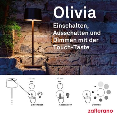 Zafferano Olivia Pro: портативна лампа з регулюванням яскравості, золото, 35 см