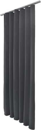 Комплект Beautissu з 2 щільних штор Amelie 140x245 см антрацитові непрозорі штори з гофрованою стрічкою - 2 шт. затемнюючі штори універсальні щільні штори для вітальні, спальні та офісу