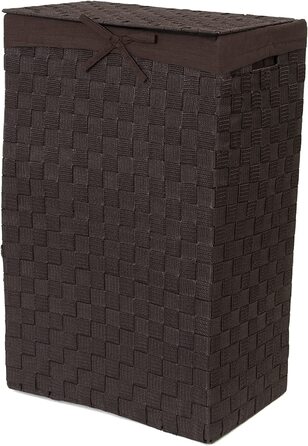 Корзина для білизни RAN6892 Stan з кришкою, ручками, плетіння з металевим каркасом, знімний вкладиш з льону, 30 x 30 x 50 см, колір шоколадний