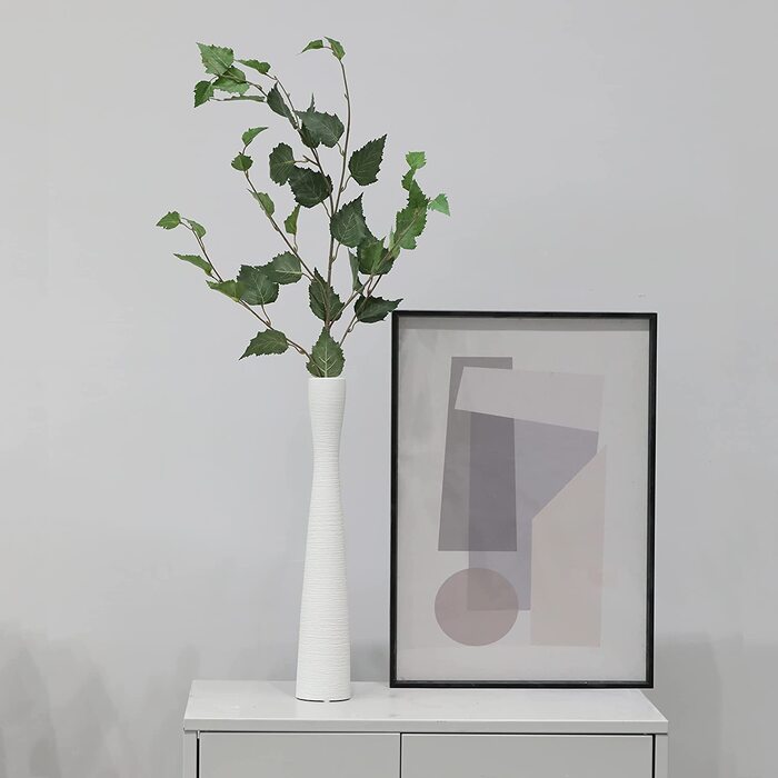 Ваза Cutfouwe, чорна матова вузька підлогова ваза висотою 40 см для пампасної трави, декоративних гілок, вази для сухих квітів, керамічна сучасна декоративна ваза з матовою обробкою для вітальні, спальні, офісу, декору столу (білий 40 см, 6640 см)