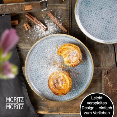 Набір посуду Moritz & Moritz TERRA на 6 осіб: 6 тарілок, 6 десертних тарілок, 6 мисок (Азурний блакитний)