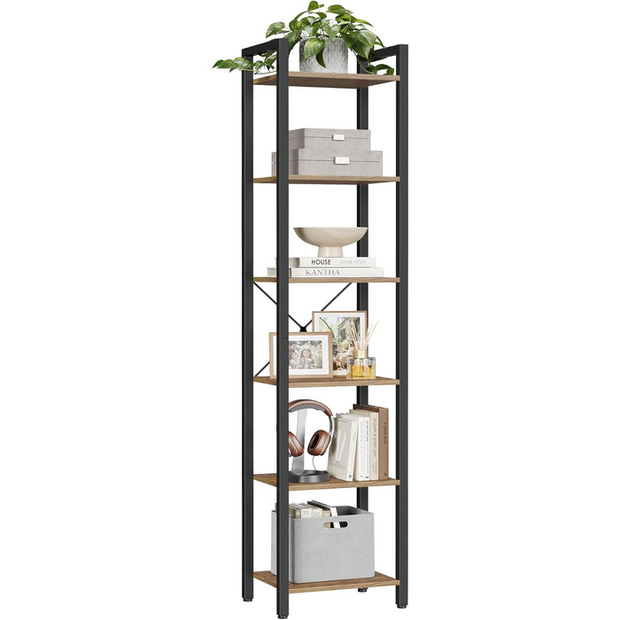 Стелаж VASAGLE Regal: 6 полиць, 30x40x186 см, для офісу, вітальні, спальні, кухні (натурально-бежевий + матовий білий)