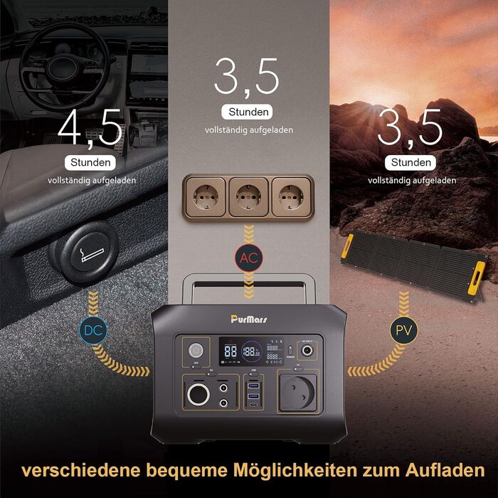 Портативна електростанція 300W (макс. 500W), 288Wh (90000mAh) з чистою синусоїдою 230V, LiFePO4 акумулятор, для кемпінгу, подорожей та надзвичайних ситуацій. P300E