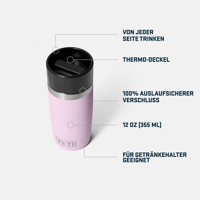 Термокружка YETI Rambler 12 oz (355 мл) з нержавіючої сталі, ізольована, з кришкою Commuter, колір Cherry Blossom