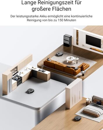 Робот-пилосос EUREKA J12 Ultra з функцією миття підлоги (самостійне очищення, миття та сушка), потужність всмоктування 5000Pa, обертова функція миття, Dual-LiDAR навігація, 3D уникнення перешкод, білий (чорний)