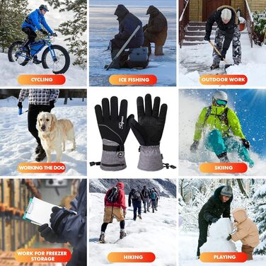 Обогреваемые перчатки для мужчин и женщин с поддержкой сенсорного экрана, водонепроницаемые, USB-C, электрические, перезаряжаемые, для работы на улице (TG02, XL)