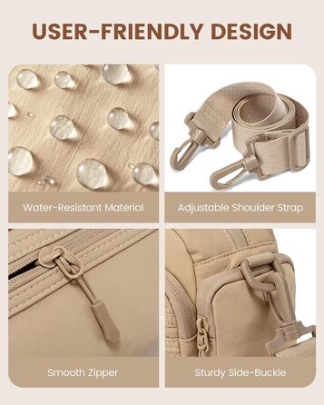 Сумка на плече LOVEVOOK для жінок, чорна сумка через плече середнього розміру з багатьма відділеннями, легка сумка-месенджер для подорожей, офісу, вечірки, відпочинку, бежева