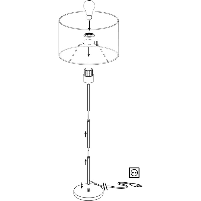 Настільна лампа EGLO Maserlo, текстильна приліжкова лампа на 1 полум'я, виготовлена з металу сріблястого кольору та тканини сірого, золотого, з розеткою E27, вкл. вимикач (торшер)