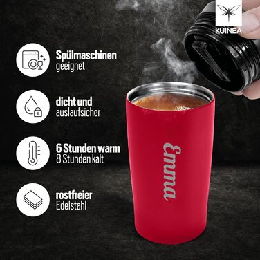 Термокружка з гравіюванням, 350 мл, чорна (можливість персоналізації), без витоку