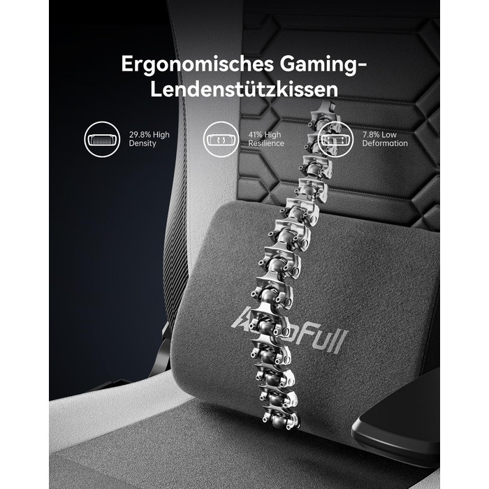 Ігровий крісло AutoFull C3: ергономічний дизайн, 2D підлокітники, підставка для ніг, подушки для голови та попереку, чорно-білий матеріал, 150 кг, комфортний