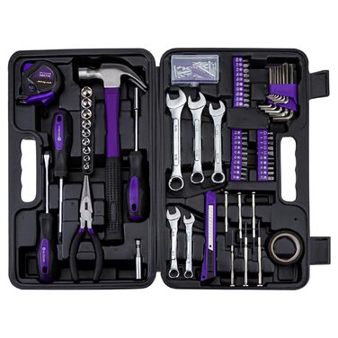 Набір інструментів CARTMAN 148 предметів для дому в пластиковому кейсі, синьо-фіолетовий