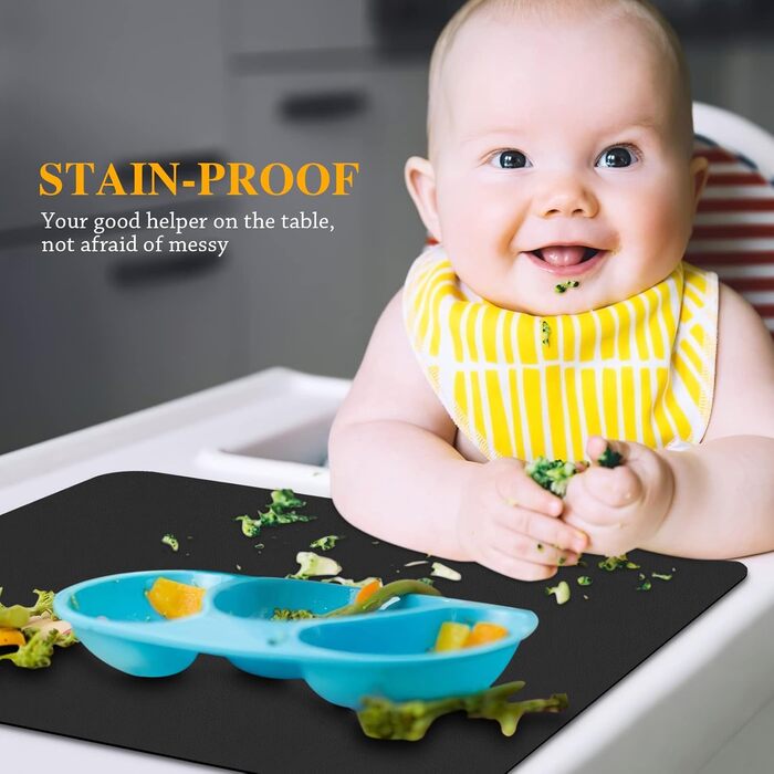 Набори серветок на стіл (6 шт.) чорного кольору, водонепроникні, підставки під тарілки, серветки для дітей, осінні серветки, серветки зі штучної шкіри, підставки під тарілки (Чорний, розмір 38,8)