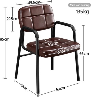 Крісла для вітальні Yaheetech - 4 шт. з підлокітниками та спинкою, штучна шкіра, коричневі, 58x60x85 см