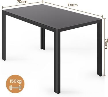 Стіл Bealife для кухні/вітальні/кабінету: скло, метал, 120x70x75 см (білий)