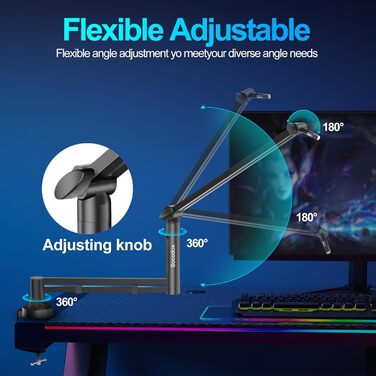 Стійка для мікрофона Low Profile з кріпленням до столу (7 см), адаптери 3/8