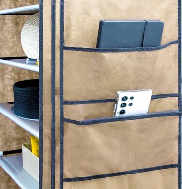 Розкладна шафа 170x58x28 см в кремовому БЕЖЕВОМУ кольорі - Тканинна шафа на блискавці Шафа для взуття Полиця для взуття з 9 відділеннями для зберігання - Кемпінгова шафка Текстильна шафа
