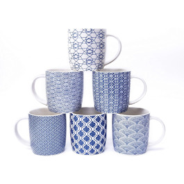 Набір келихів для кави та чаю (6 шт) з чорно-білим геометричним візерунком, кераміка