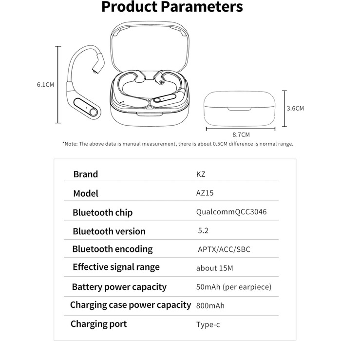 Адаптер KZ AZ15 Bluetooth 5.2 для навушників HiFi IEM, сумісний з KZ ZS10 PRO/ZSN Pro X/ZSN PRO/ZSX/ZAX