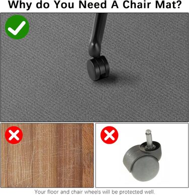 Килимок під офісний стілець 90x140 см | Захист для підлоги | Килимок від подряпин | Для ламінату, паркету та твердих підлог (темно-сірий)