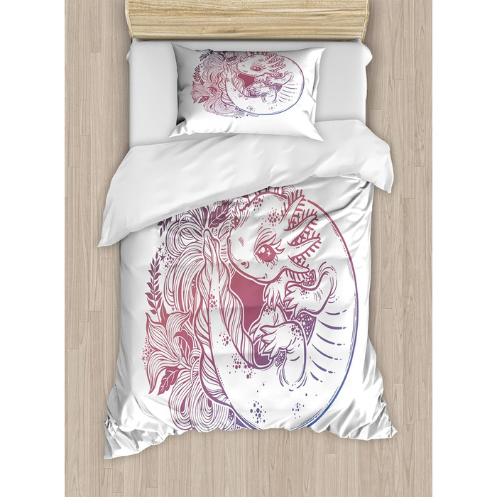 Богемний набір підковдр для односпальних ліжок, Axolotl Little Monster, Захист від кліщів Алергіки Підходить з наволочкою, (130 x 200 см - 70 x 50 см, різнокольоровий)