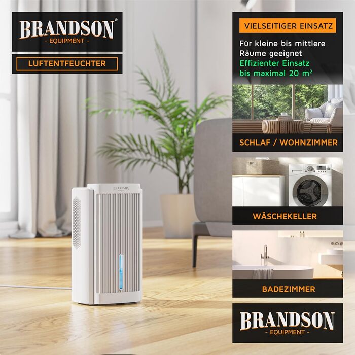 Електричний осушувач повітря Brandson – 2000 мл для кухні, спальні, офісу, гаража