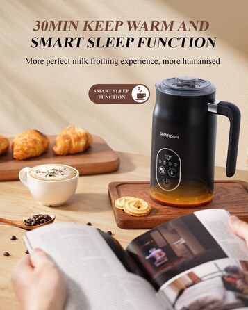 Електричний спінювач молока SHARDOR 5-в-1 з регулюванням температури для капучіно, лате, макіато та гарячого шоколаду