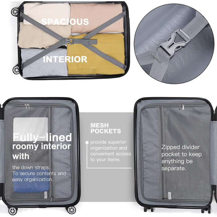 Троєвий валіза Kono ABS з жорстким корпусом, 4 колеса, з замком (Бежевий, ручна поклажа)